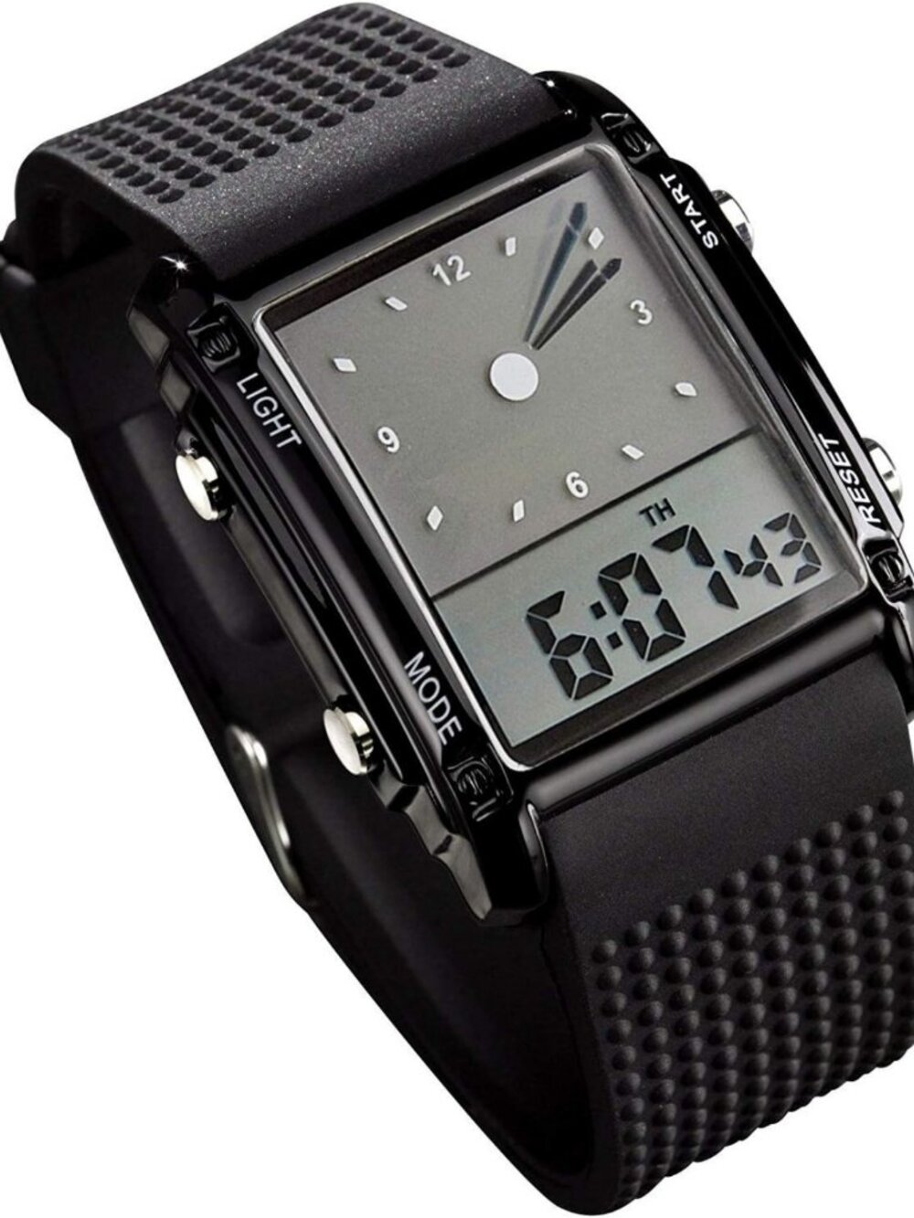 Men's Dual Time Sports Watch | 50M Waterproof, LED Backlight, Alarm & Stopwatch